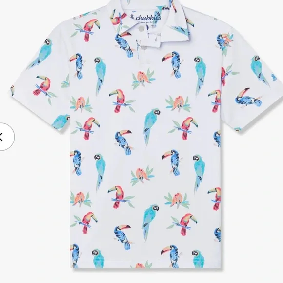 Chubbies Kids Tropical Parrot Polo - White - Picture 3 of 5